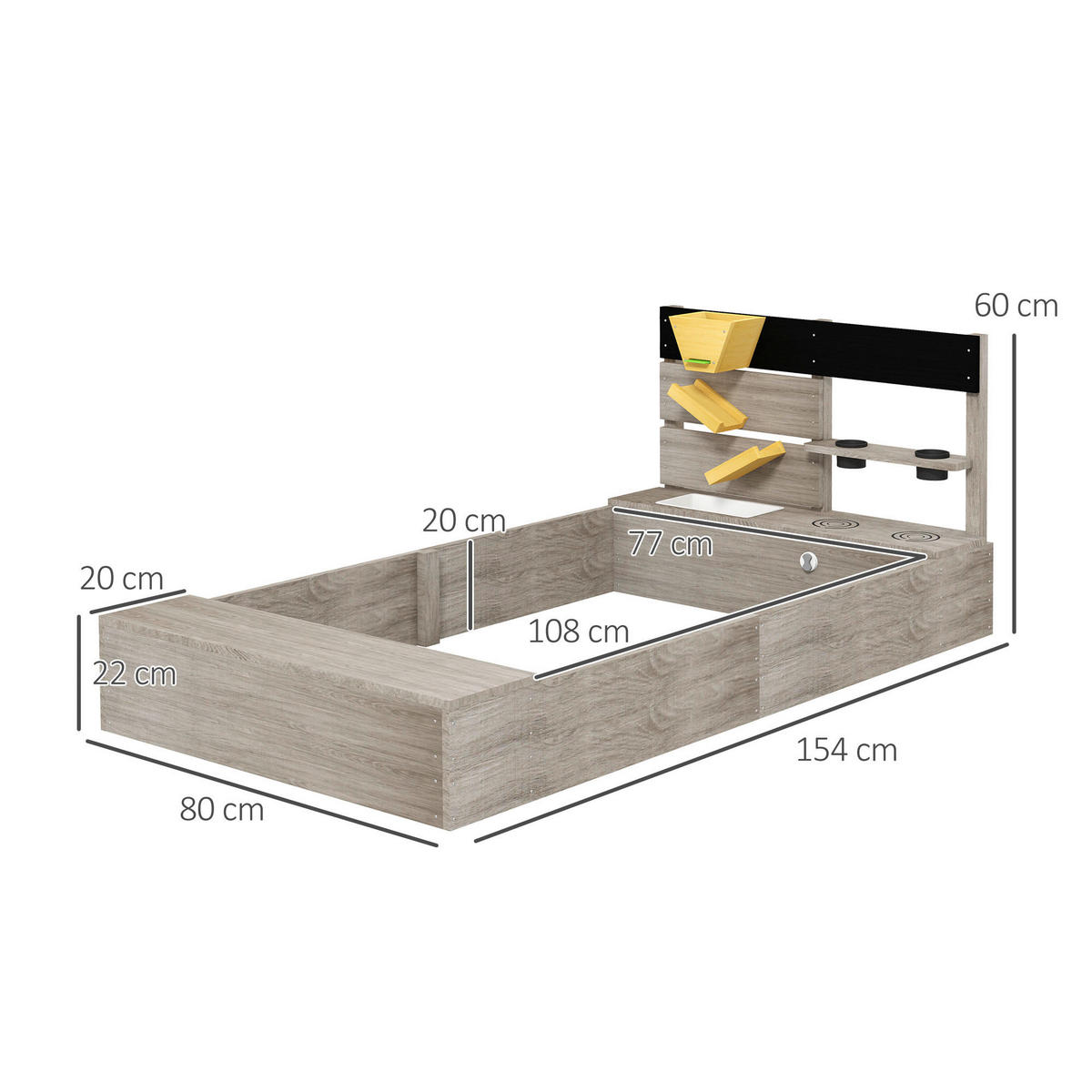 Outsunny Sandkasten grau Sandkasten - grau - Outsunny