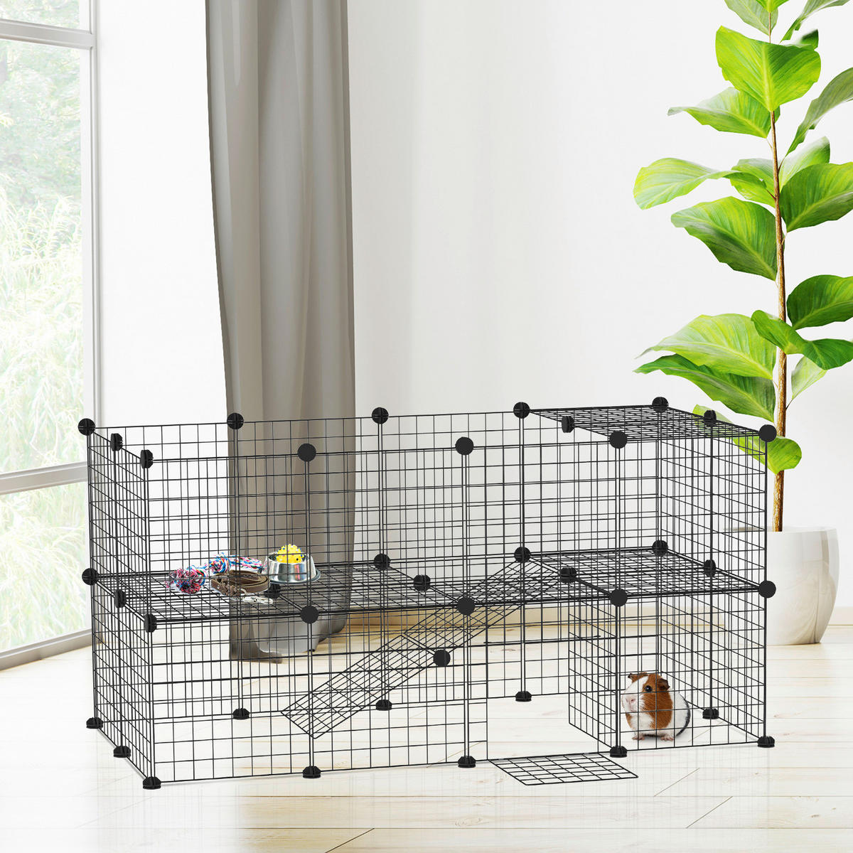 PawHut Laufgitter schwarz Metall B/H/L: ca. 73x73x146 cm Laufgitter - schwarz (146,00/73,00/73,00cm) - PawHut
