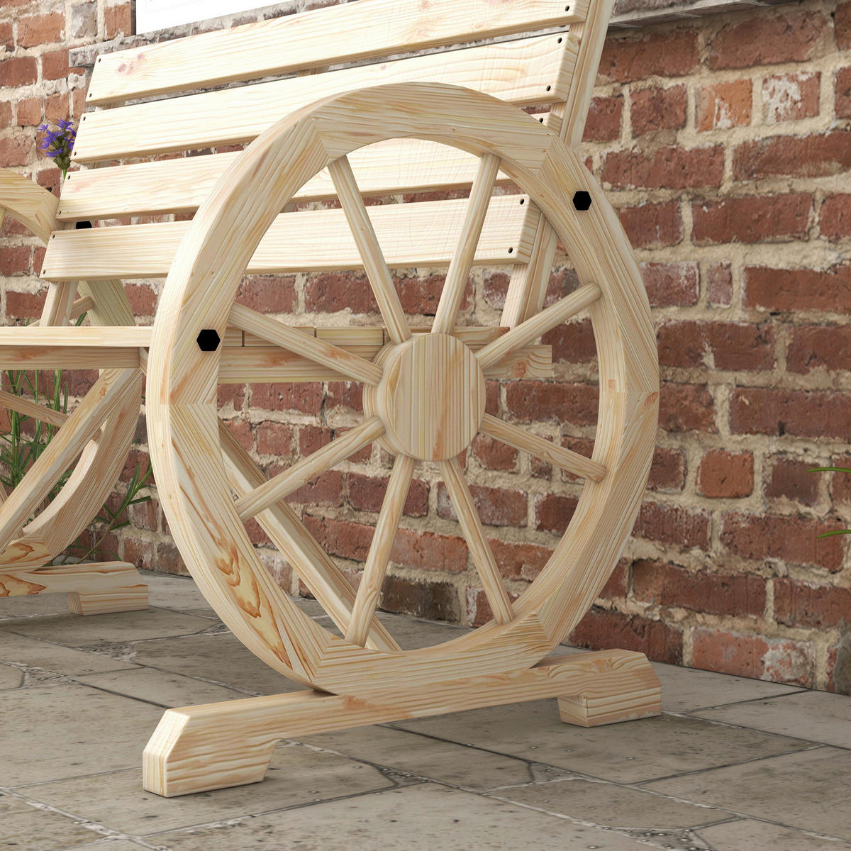 Outsunny Gartenbank natur Holz B/H/L: ca. 56x105,5x79 cm Gartenbank - natur (79,00/56,00/105,50cm) - Outsunny