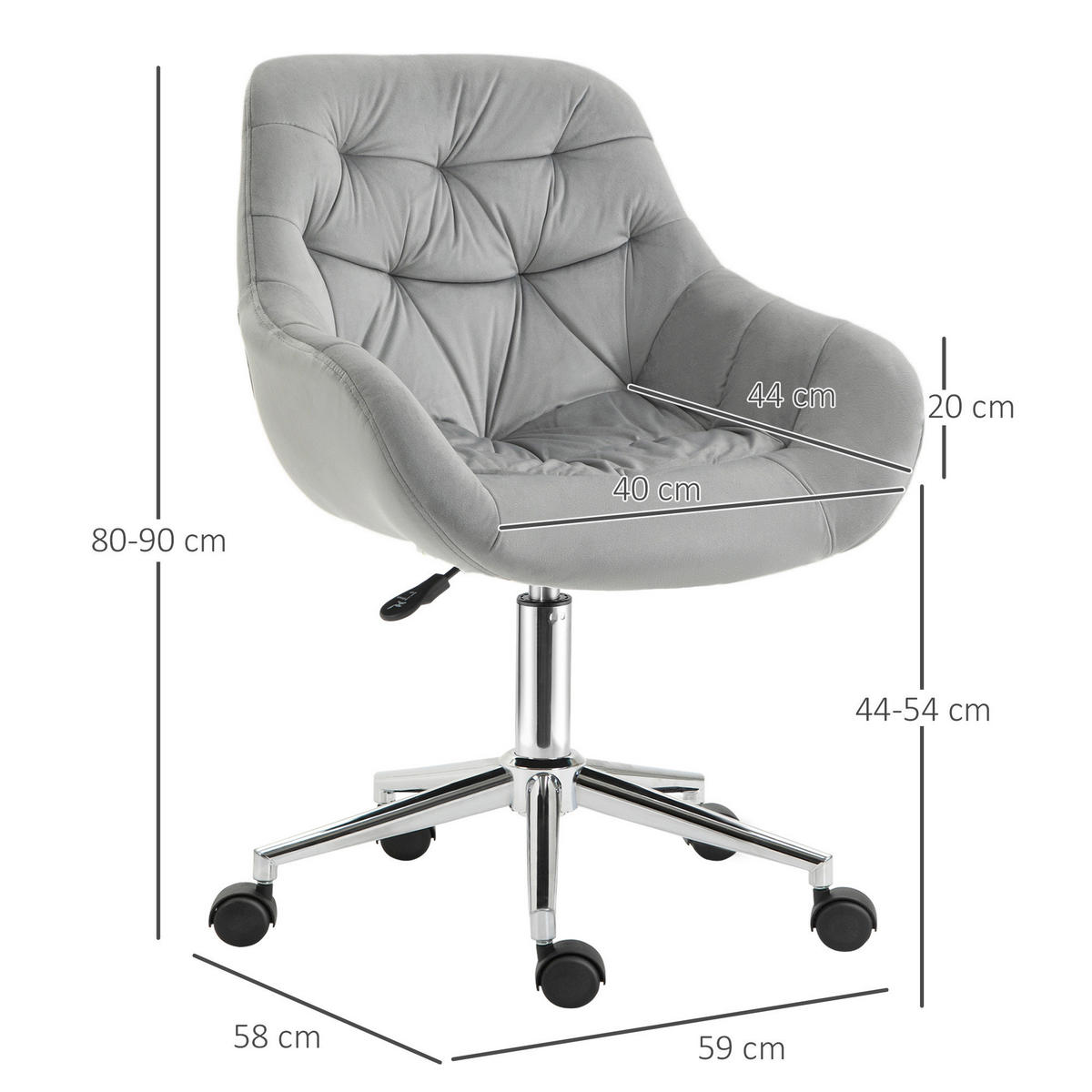 Chefsessel 921-480GY grau 921-480GY - grau (59,00/90,00/58,00cm) - Vinsetto