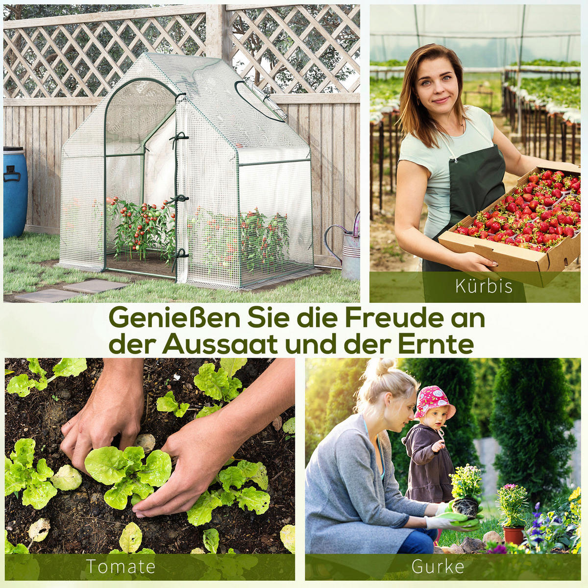 Outsunny Gewächshaus B/H/L: ca. 100x168x180 cm Gewächshaus - weiß (180,00/100,00/168,00cm) - Outsunny