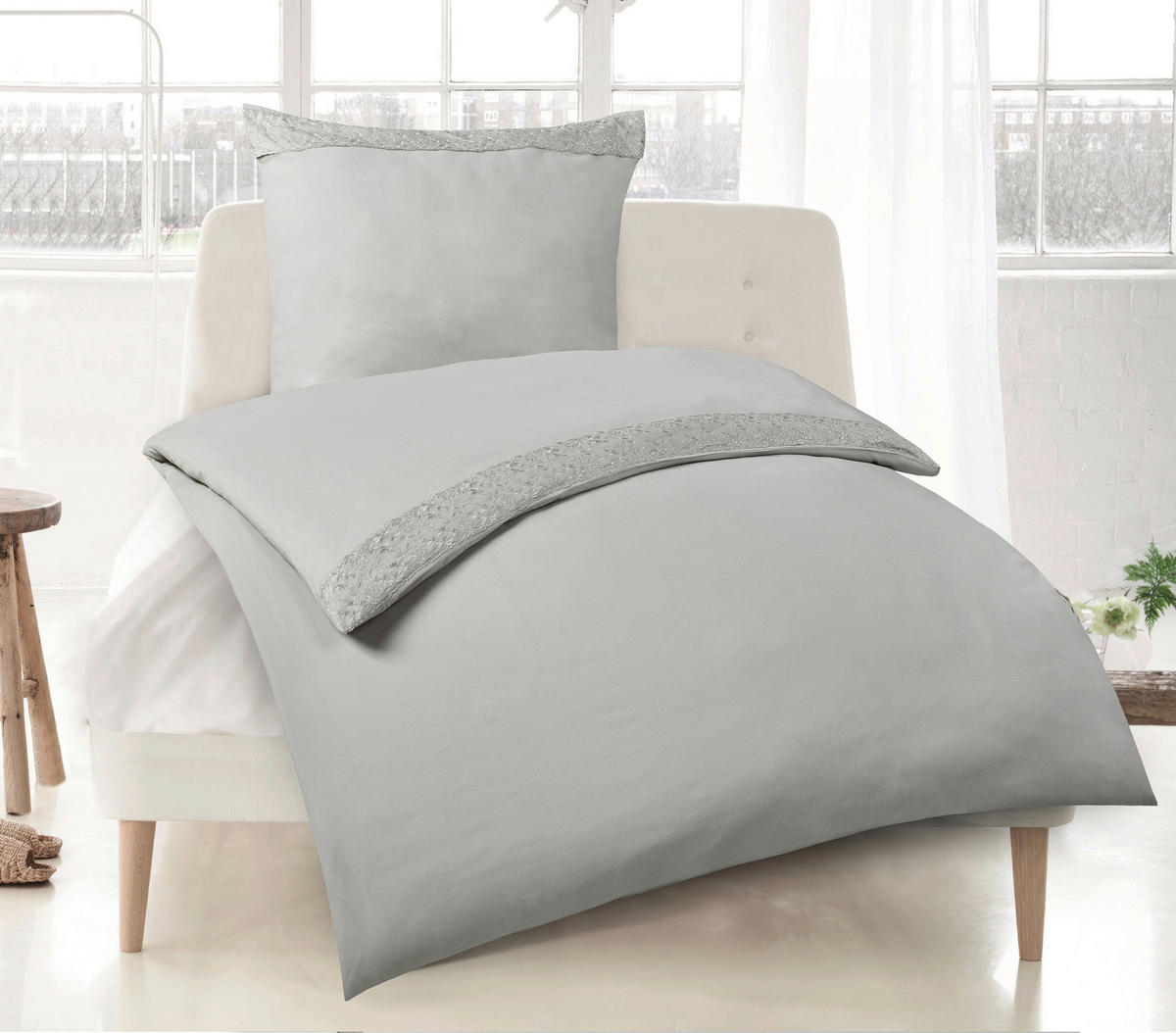 Microfaser Bettwäsche Bettwäsche_Microfaser_Roma silber - silber (135,00/200,00cm)