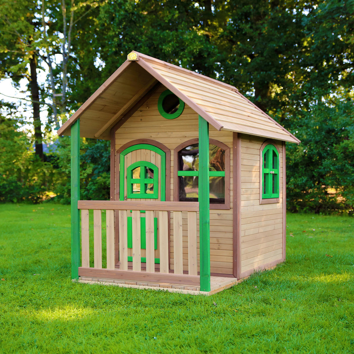 AXI Spielhaus Alex braun B/H/L: ca. 137x178x191 cm Alex - braun/grün (191,00/137,00/178,00cm) - AXI