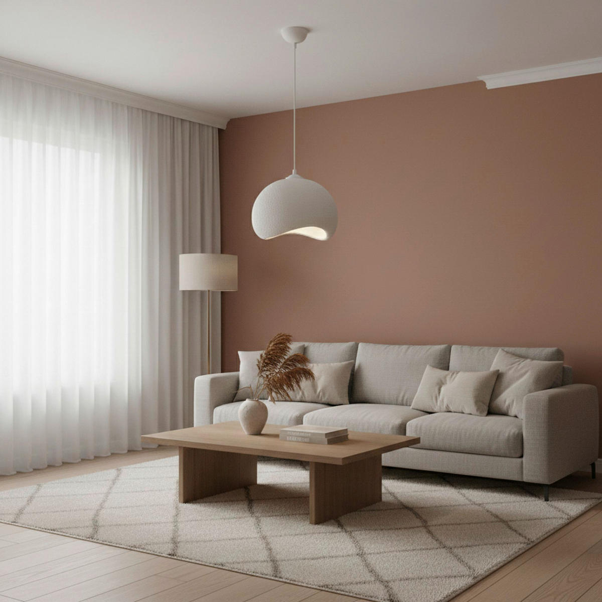 Opviq Pendelleuchte weiß Metall Polyester-Mischgewebe B/H/L: ca. 29x120x34 cm E27 1 Brennstellen Yontu - 15850 - weiß (34,00/29,00/120,00cm) - Opviq