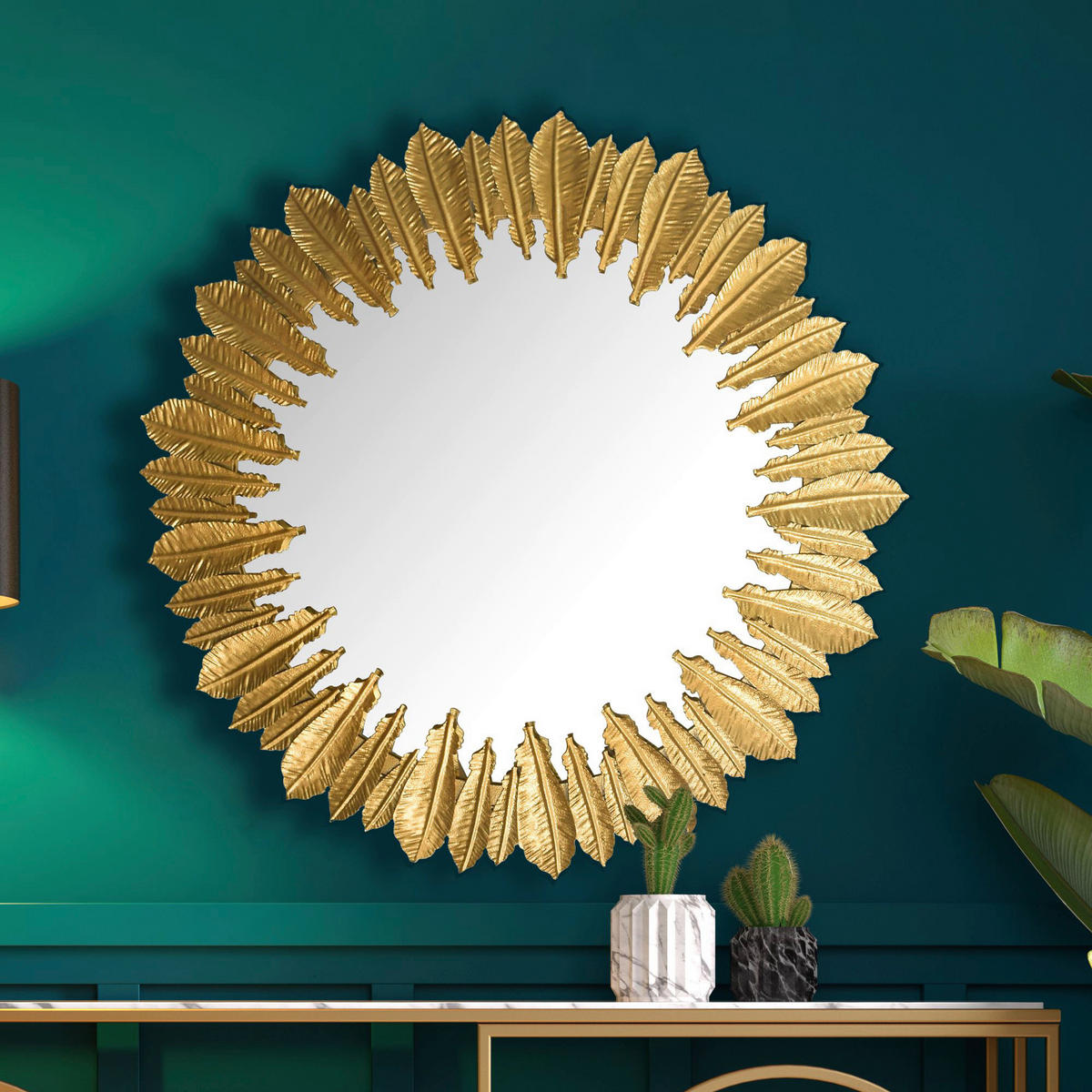 Wandspiegel gold Metall T/D: ca. 3x68 cm Wandspiegel - gold (68,00cm) - Wohnling
