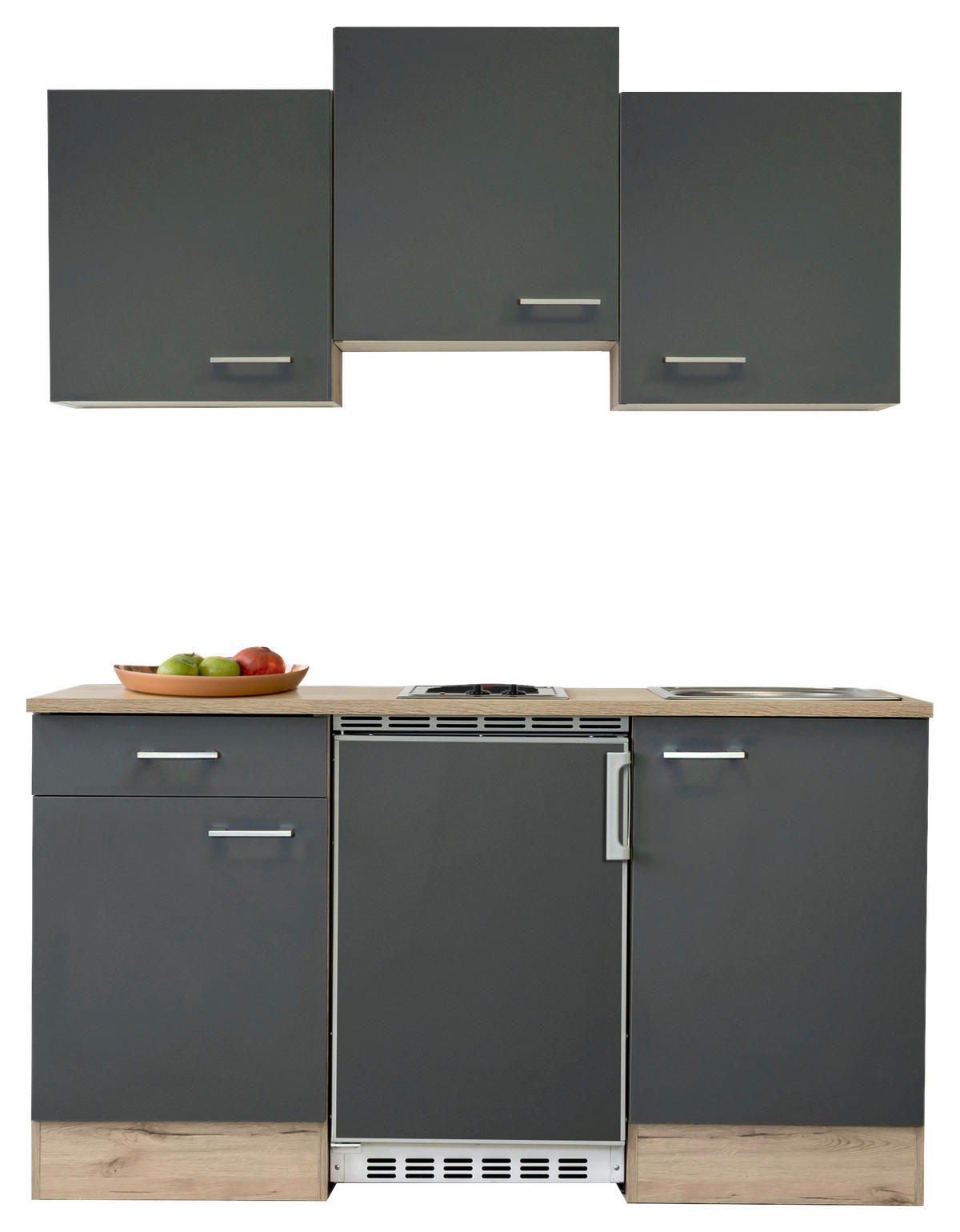 Flex-Well Küchenblock Morena Basalt matt B/H/T: ca. 151x226x60 cm Morena - Eiche/Basalt (151,00/226,00/60,00cm) - Flex-Well