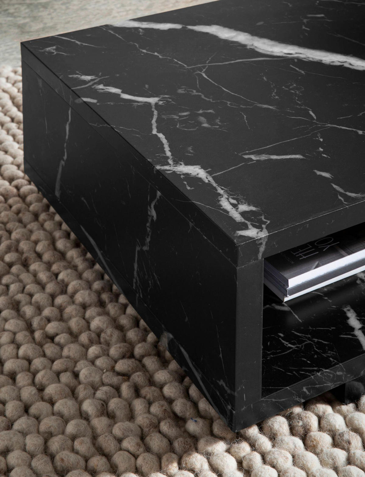 Couchtisch schwarz Marmor Optik B/H/T: ca. 100x25x50 cm Couchtisch - schwarz (100,00/25,00/50,00cm) - Wohnling