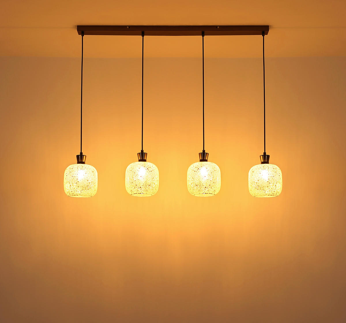 GLOBO Hängeleuchte schwarz Chrom Metall Glas B/H/L: ca. 18x95,5x25 cm E14 4 Brennstellen Hängeleuchte-Brokana - schwarz/Chrom (25,00/18,00/95,50cm) - GLOBO