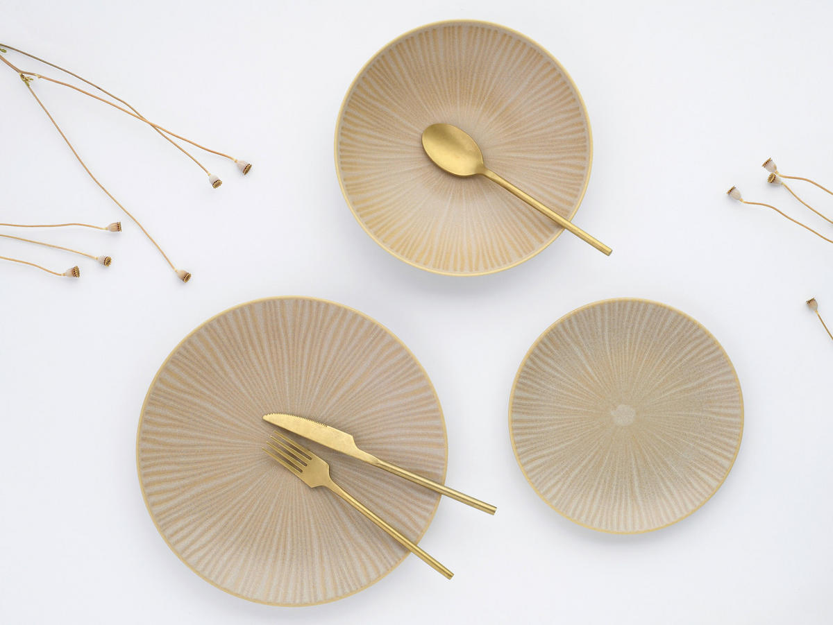 CreaTable Tafelservice Vesuvio Sand sandbeige Steinzeug Vesuvio Sand - sandbeige - CreaTable