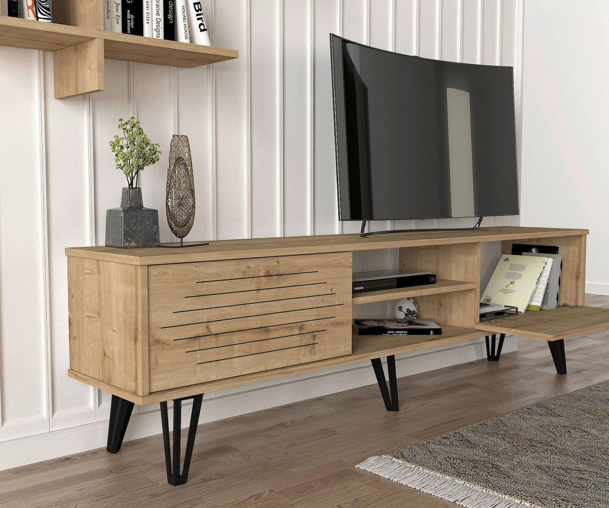 Wohnwand Fred beige B/H/T: ca. 180x51x35 cm Fred - beige (180,00/51,00/35,00cm) - moebel17