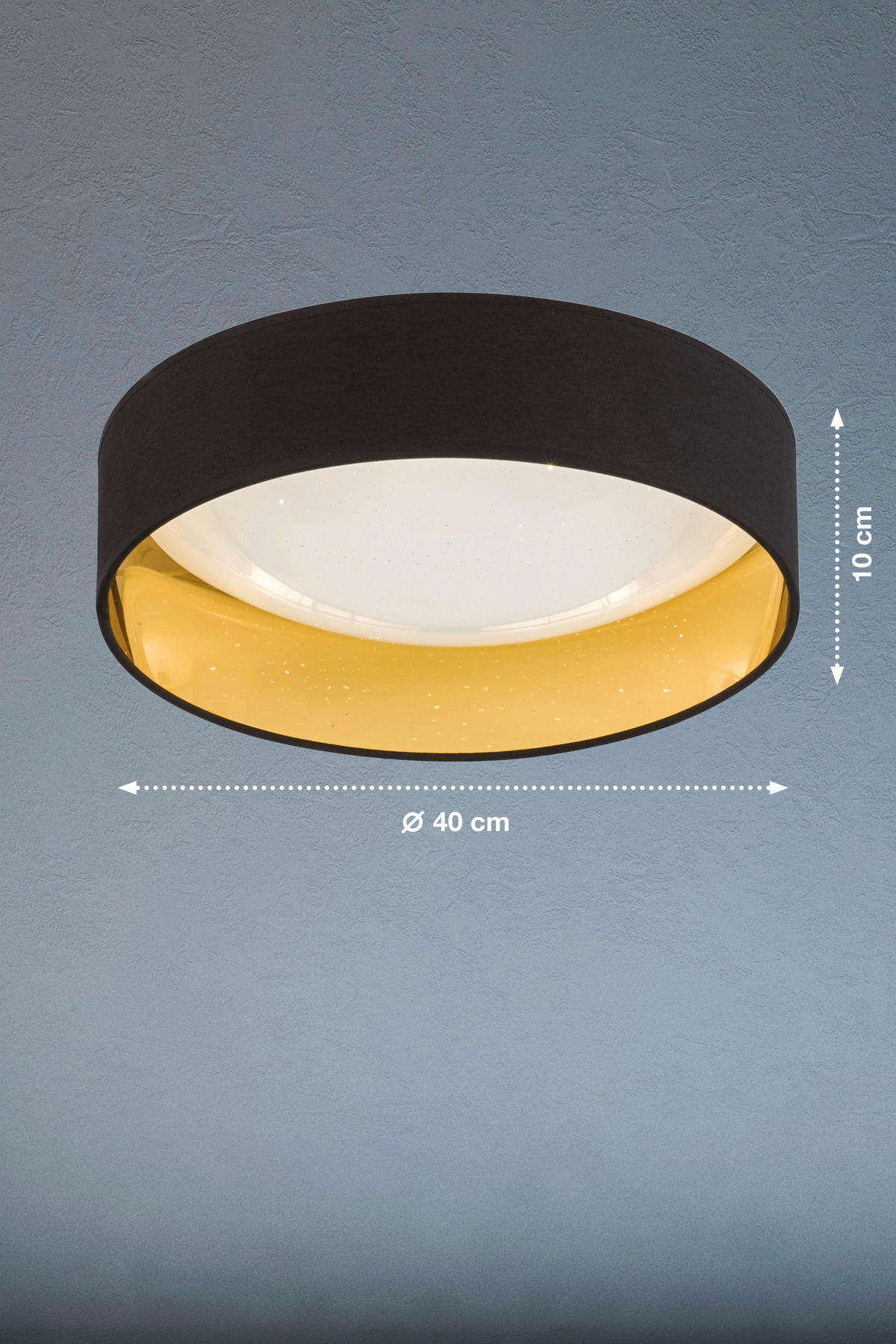 Fischer & Honsel LED-Deckenleuchte 20308 schwarz weiß gold Acryl Textil H/D: ca. 11x40 cm 1 Brennstellen Sete - gold/weiß (40,00/11,00cm) - Fischer & Honsel