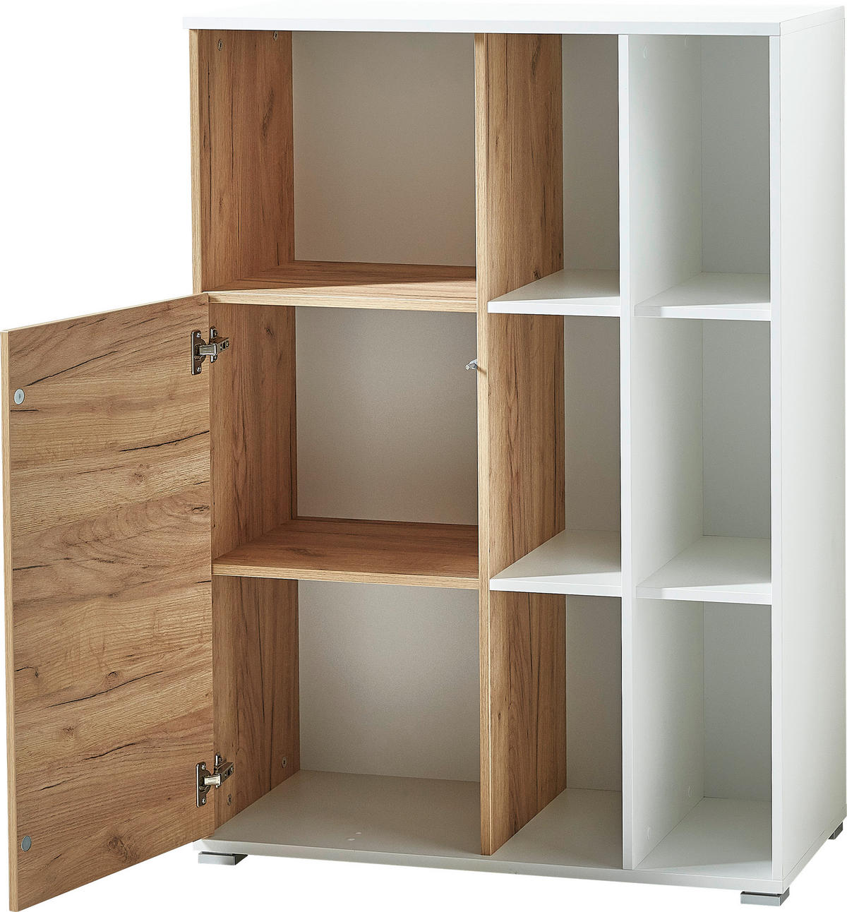 Aktenschrank 4195-513 weiß Eiche Navarra Nachbildung B/H/T: ca. 85x120x40 cm 4195-513 - Eiche/weiß (85,00/120,00/40,00cm) - Germania