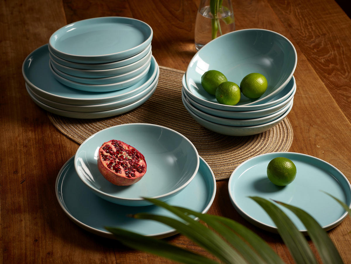 ECHTWERK Tafelservice Nerea mint Steingut 12 tlg. Nerea - mint (39,00/32,00/33,50cm) - ECHTWERK