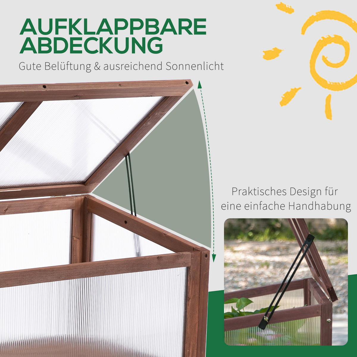 Outsunny Holzgewächshaus B/H/L: ca. 50x93x90 cm Holzgewächshaus - braun (90,00/50,00/93,00cm) - Outsunny