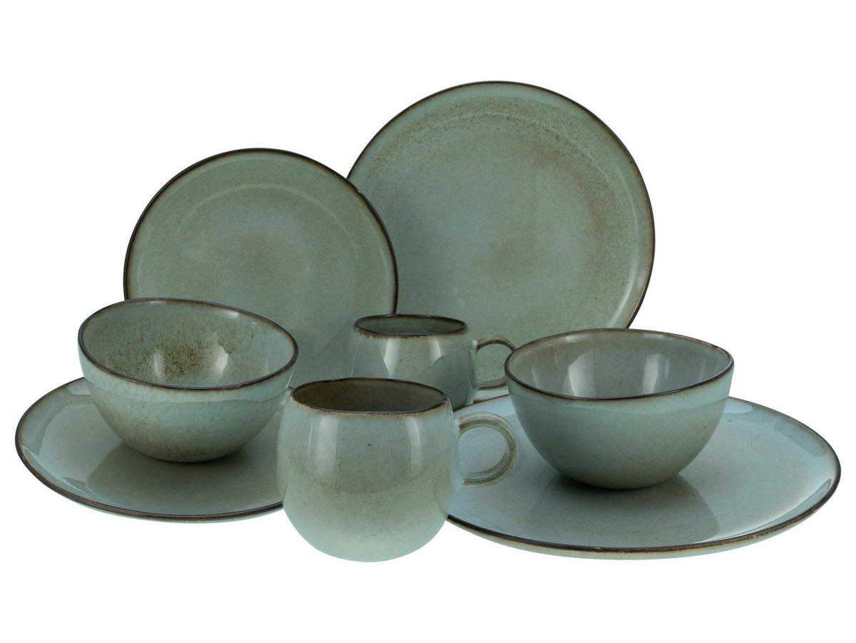 CreaTable Kombiservice Stone Grey grau Steinzeug 8 tlg. Stone Grey - grau - CreaTable