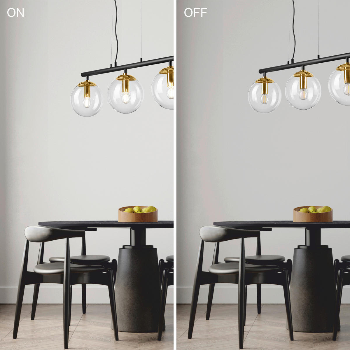Lamkur Deckenleuchte gold Stahl Glas B/H/L: ca. 12x150x70 cm E14 3 Brennstellen ELOISE - gold (70,00/12,00/150,00cm) - Lamkur