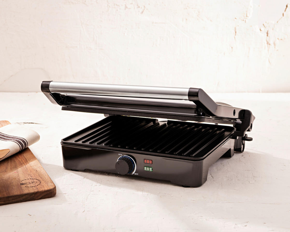 BERGNER Kontaktgrill silber B/H/L: ca. 15x37x38 cm EL BOHIO - schwarz/silber (38,00/15,00/37,00cm) - BERGNER