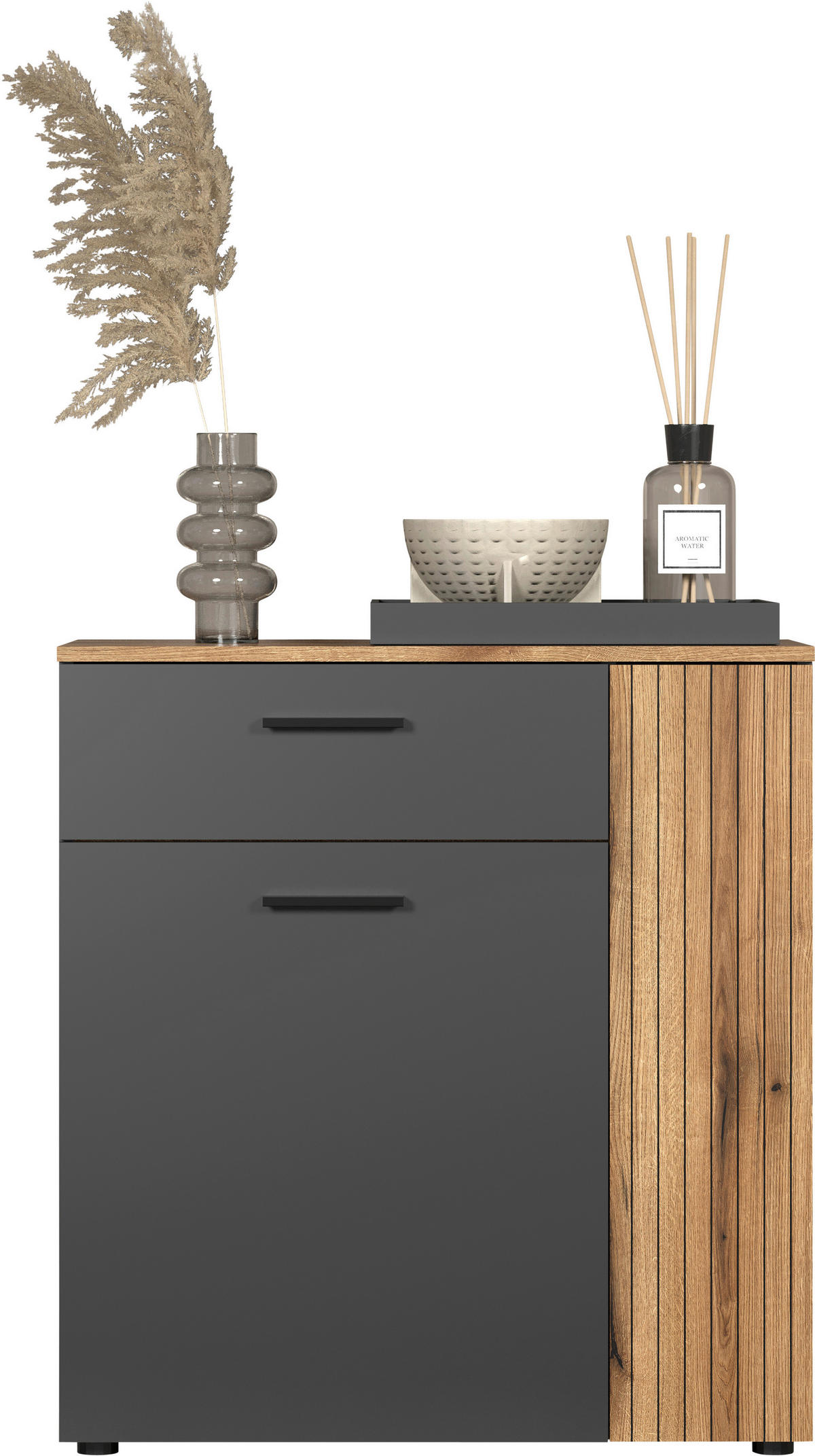 Kommode Esteban anthrazit Eiche Evoke Coast Nachbildung B/H/T: ca. 80x86x38 cm Esteban - Eiche/anthrazit (80,00/86,00/38,00cm)
