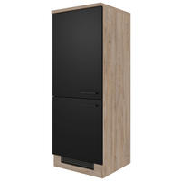 Kühlumbauschrank Capri schwarz matt B/H/T: ca. 60x161x60 cm Capri - schwarz/Oak (60,00/161,00/60,00cm) - Flex-Well