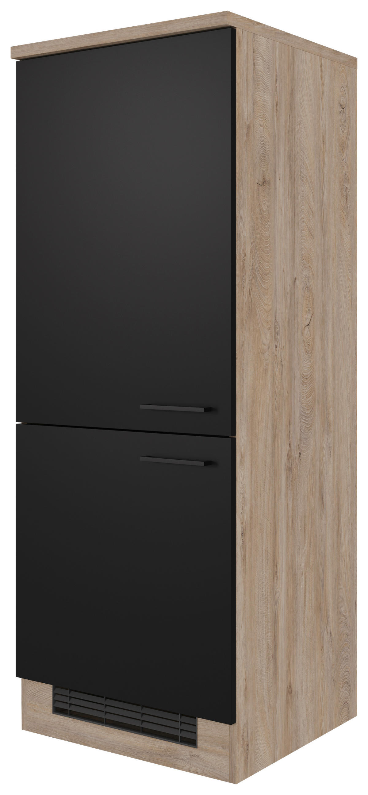 Kühlumbauschrank Capri schwarz matt B/H/T: ca. 60x161x60 cm Capri - schwarz/Oak (60,00/161,00/60,00cm) - Flex-Well