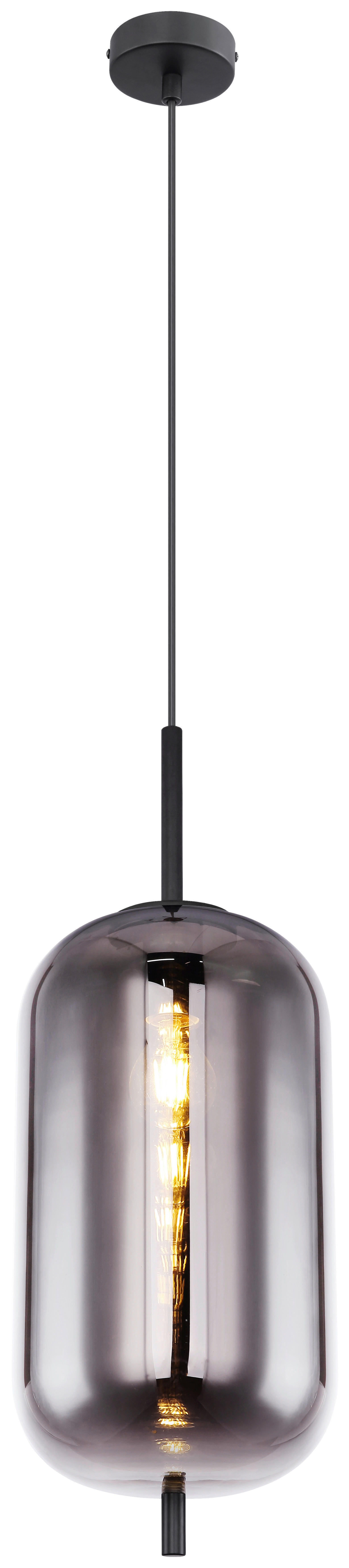 GLOBO Pendelleuchte Blacky 15345H2 schwarz Rauch Metall Glas H/D: ca. 120x22 cm E27 1 Brennstellen Blacky - schwarz/Rauch (22,00/120,00cm) - GLOBO