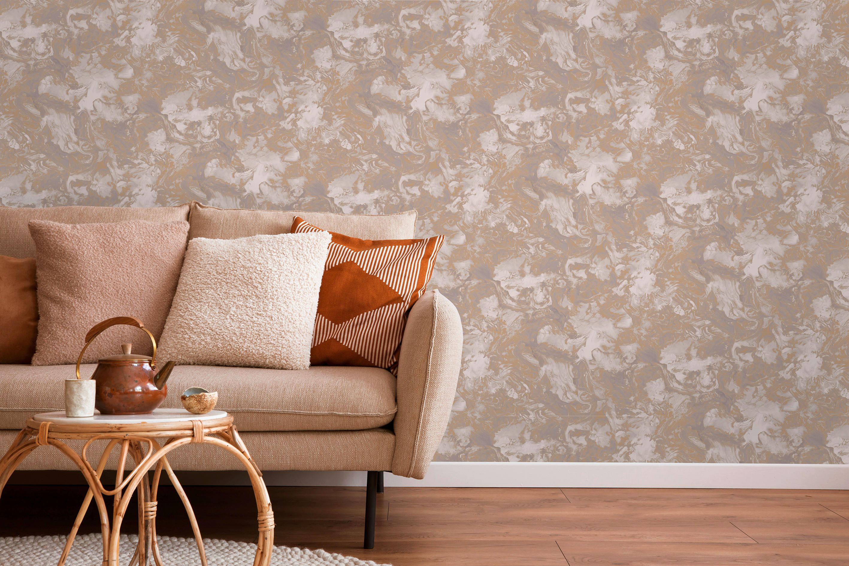 UGEPA Papiertapete Marmoroptik beige gold B/L: ca. 53x1005 cm Papiertapete_A556-18 - beige/gold (53,00/1005,00cm) - UGEPA