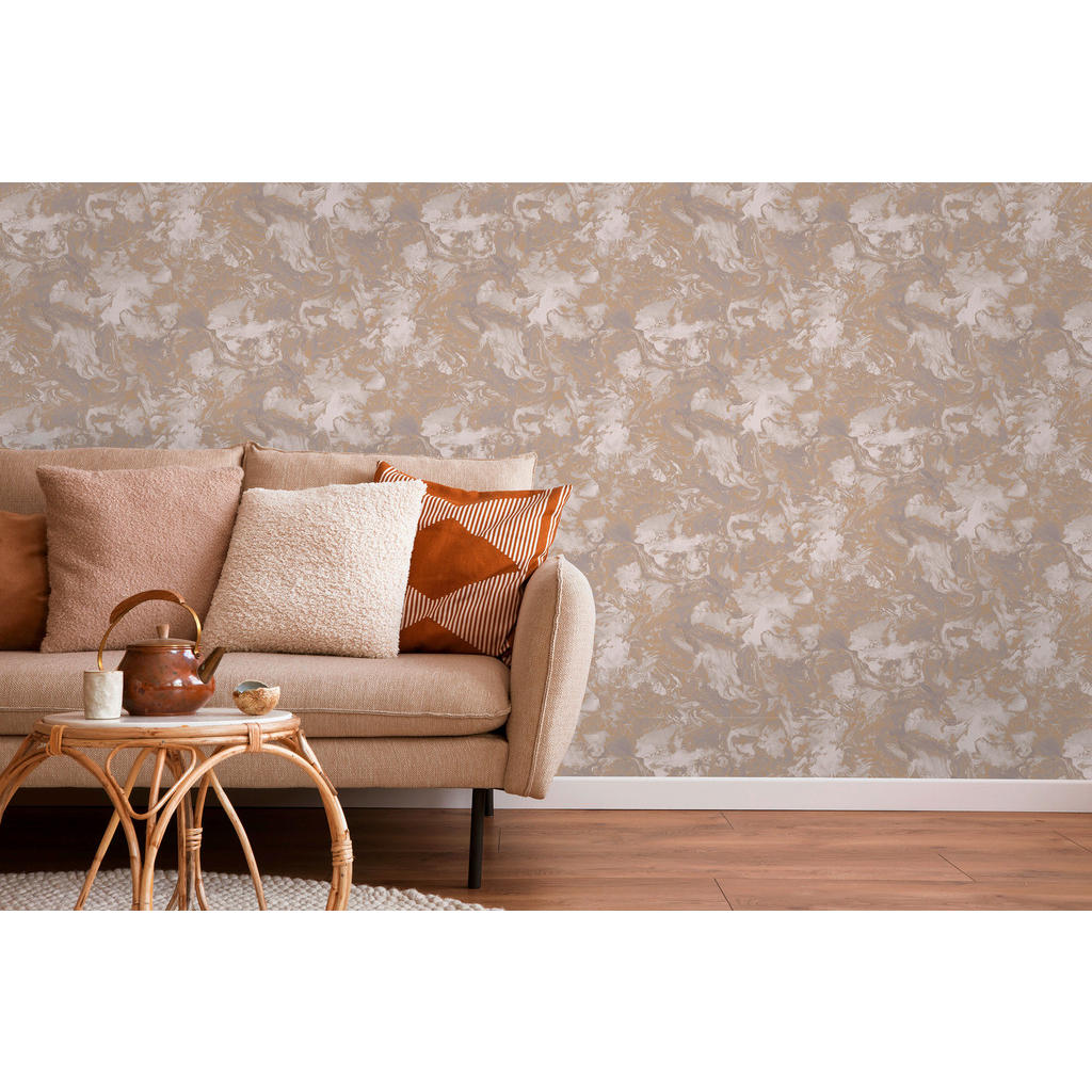 Thumbnail - UGEPA Papiertapete Marmoroptik beige gold B/L: ca. 53x1005 cm