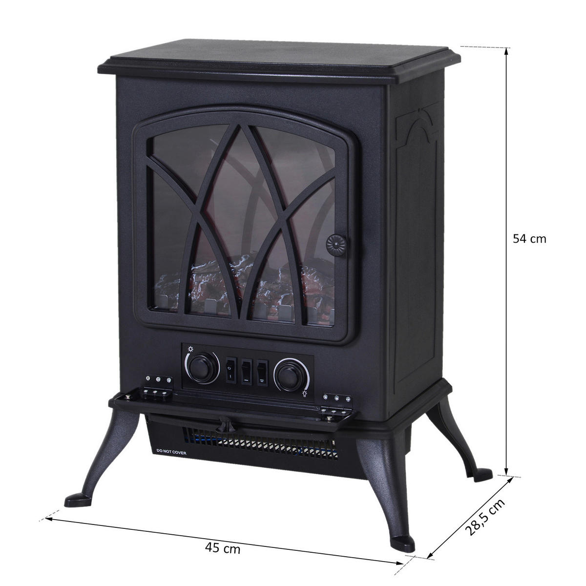 HOMCOM Elektrokamin MH820-051 schwarz Metall Glas Kunststoff B/H/T: ca. 42x54x28 cm ca. 1800 W Elektrokamin MH820-051 - schwarz (42,00/54,00/28,00cm) - HOMCOM