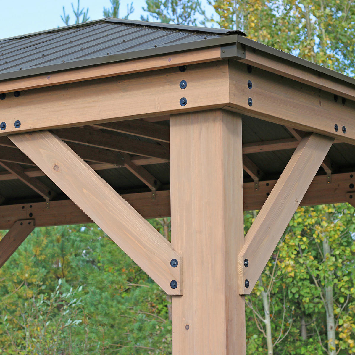 Westmann Pavillon Devon natur Holz B/H/L: ca. 490x315x371 cm Devon - natur/grau (371,00/490,00/315,00cm) - Westmann