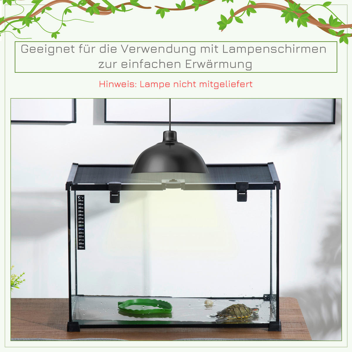 PawHut Terrarium schwarz Edelstahl B/H/L: ca. 30x50x35 cm Terrarium_für_Reptilien - schwarz (35,00/30,00/50,00cm) - PawHut