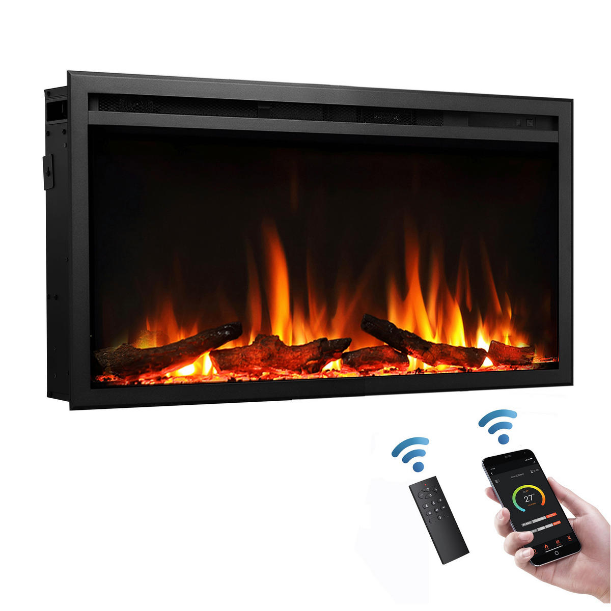 Balderia Elektrischer-Kamin Atlanta EF385B schwarz B/H/L: ca. 14,7x48x84 cm Elektro-Kamin Atalanta 33" - schwarz (84,00/14,70/48,00cm) - Balderia
