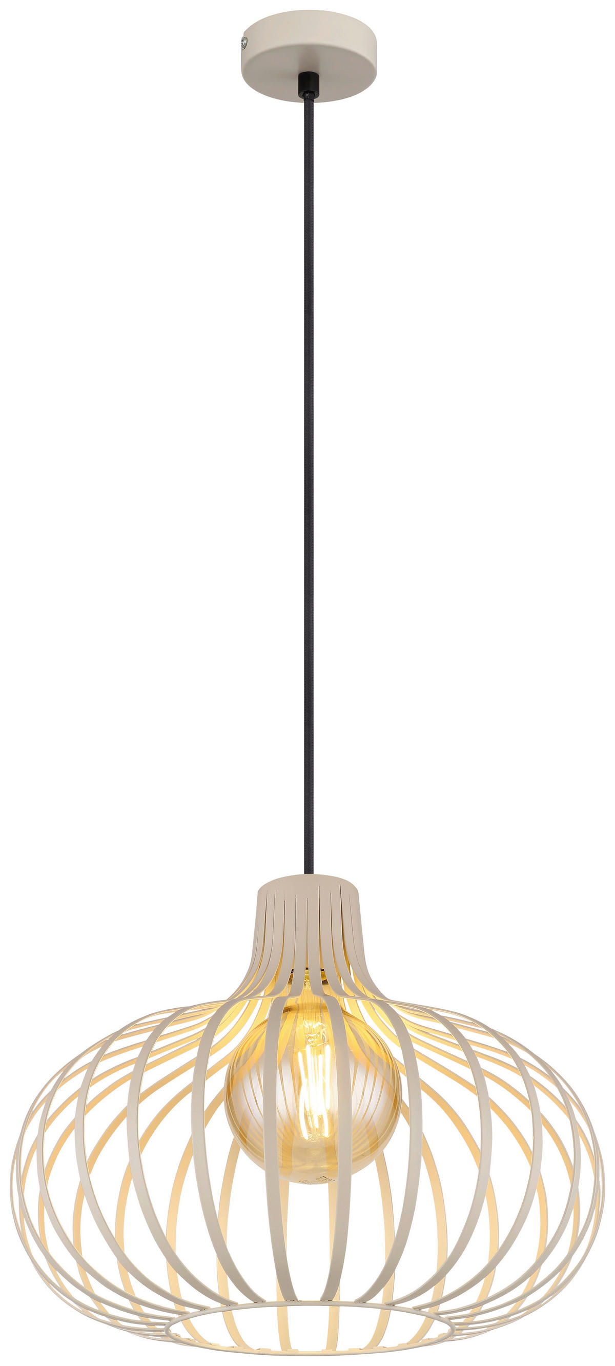 GLOBO Pendelleuchte MATEO 33370119 schwarz creme sand Metall H/D: ca. 150x40 cm E27 1 Brennstellen MATEO - sand/creme (40,00/150,00cm) - GLOBO