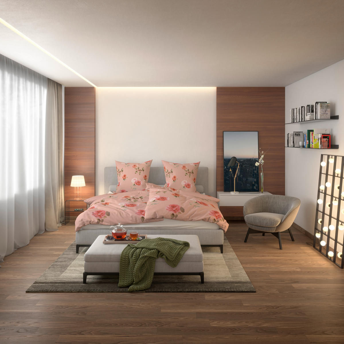 Microfaser Bettwäsche Bettwäsche_Microfaser Rosen - altrosa (135,00/200,00cm)