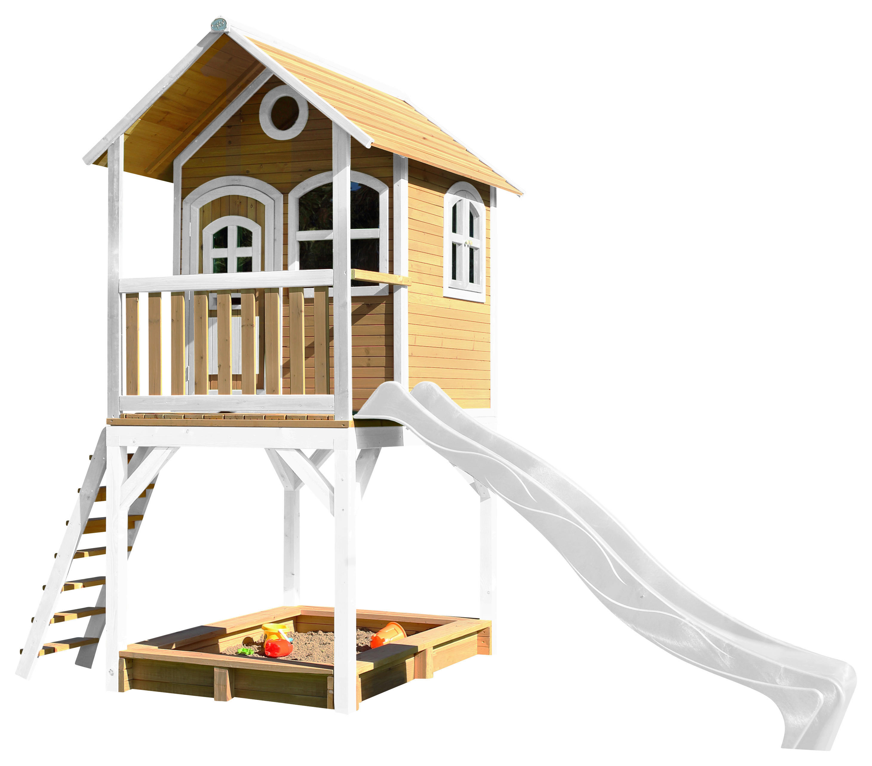 AXI Spielhaus Sarah braun B/H/L: ca. 370x291x191 cm Sarah - braun/weiß (191,00/370,00/291,00cm) - AXI