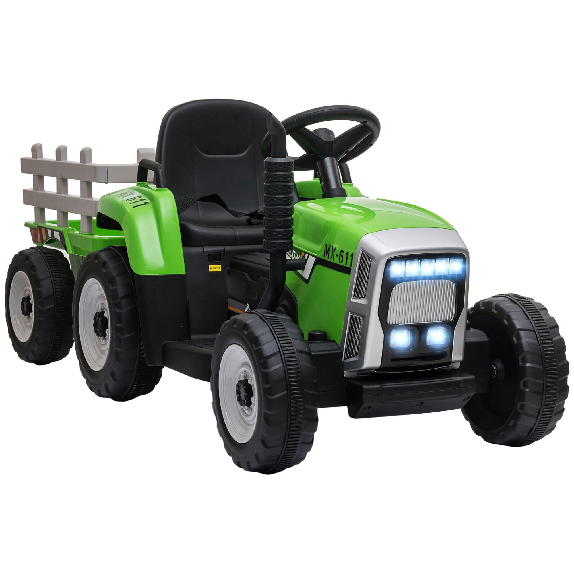HOMCOM Kinder Elektro-Traktor grün B/H/L: ca. 50x52,5x136,5 cm Kinder Elektro-Traktor - grün (136,50/50,00/52,50cm) - HOMCOM