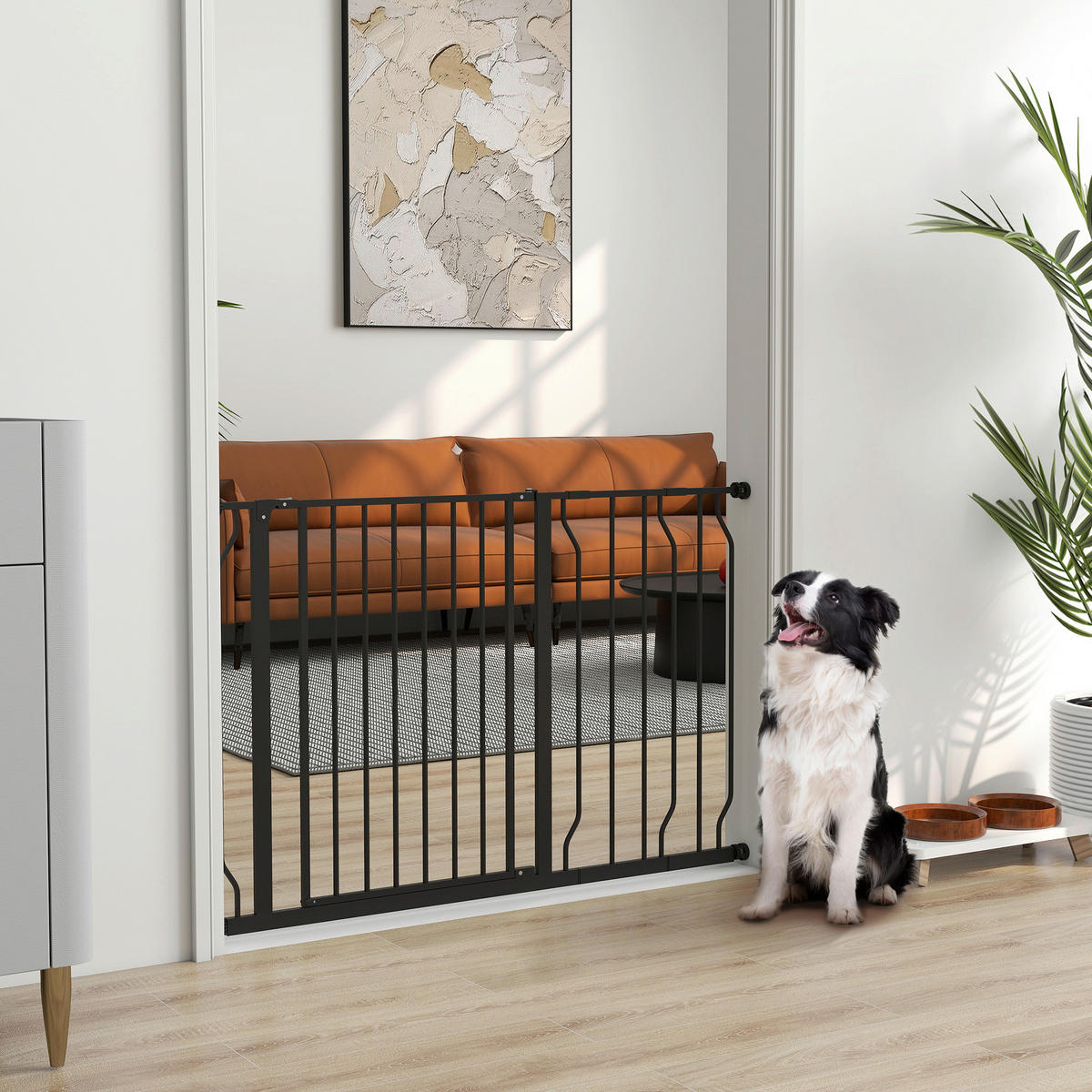 PawHut Schutzgitter schwarz Stahl B/H/L: ca. 4x76x115 cm Schutzgitter - schwarz (115,00/4,00/76,00cm) - PawHut