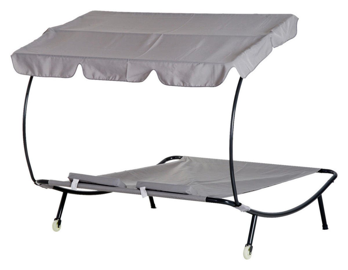 Outsunny Doppelliege grau Stahl B/H/L: ca. 170x134x200 cm Doppelliege_mit_Dach - grau (200,00/170,00/134,00cm) - Outsunny