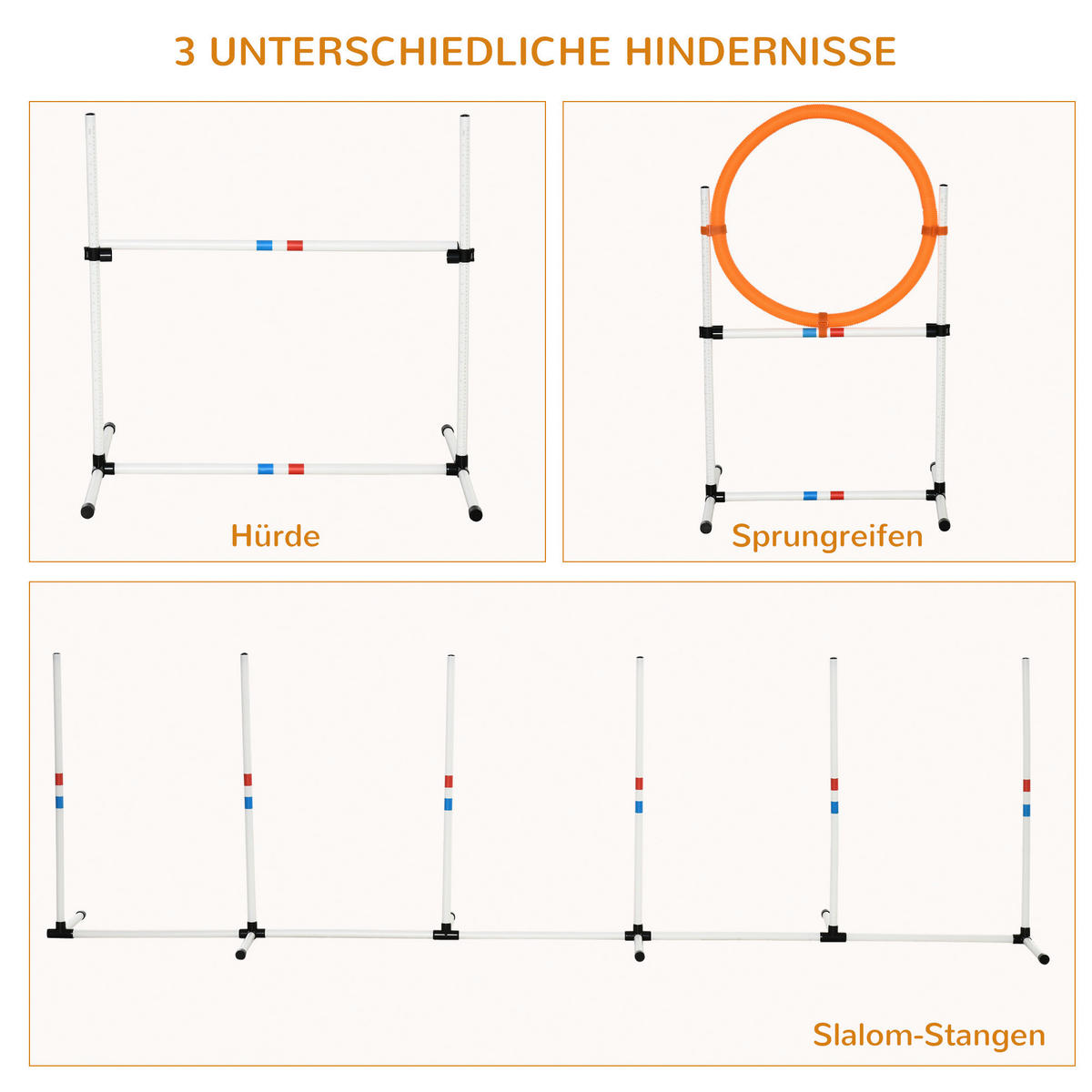 PawHut Outdoor-Aktivitäten gelb Polypropylen B/H/L: ca. 67x323x94,5 cm Agility-Ausrüstung - weiß/gelb (94,50/67,00/323,00cm) - PawHut