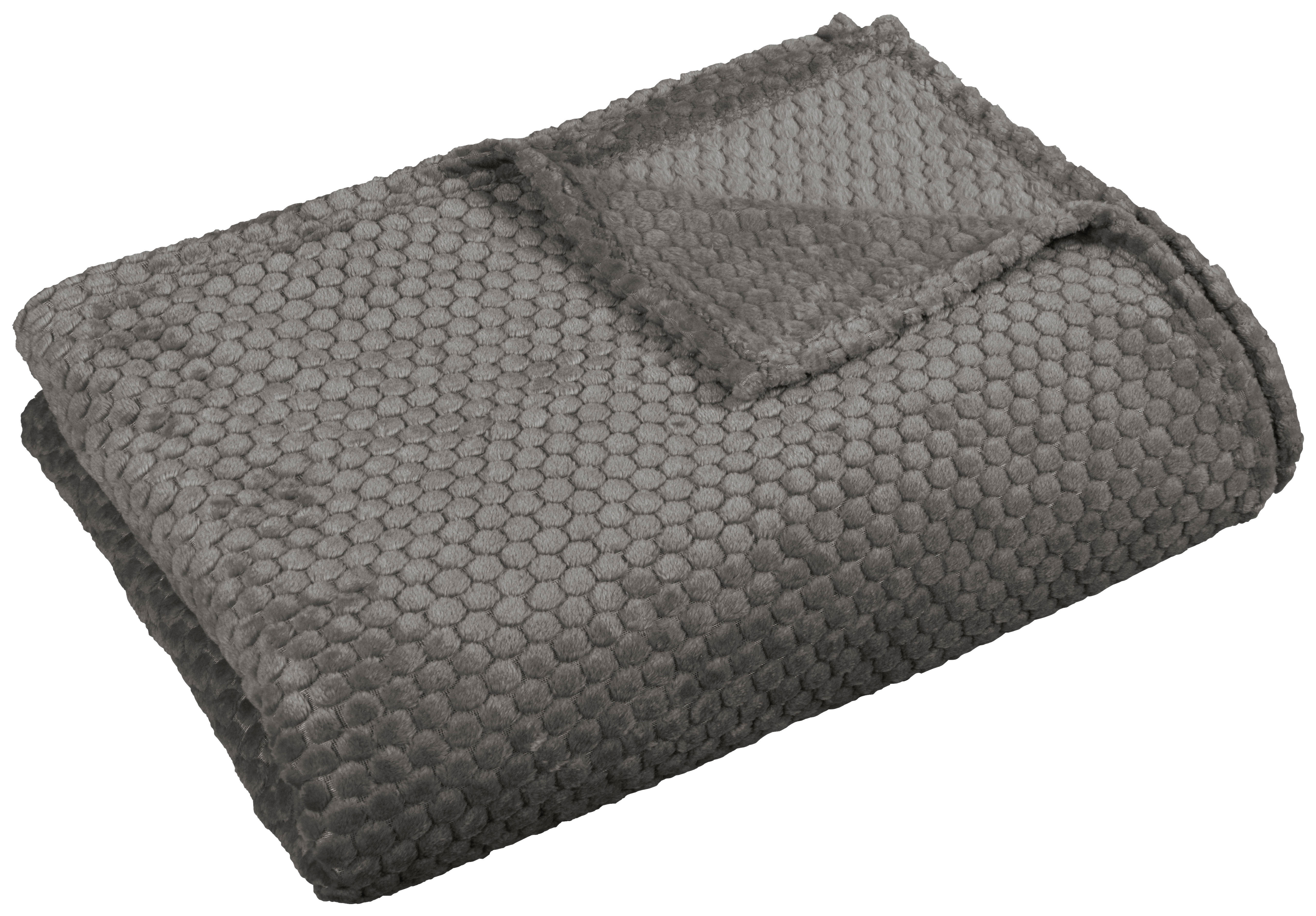 Wohndecke Flanell Flanelldecke Kreise anthrazit - anthrazit (140,00/200,00cm)