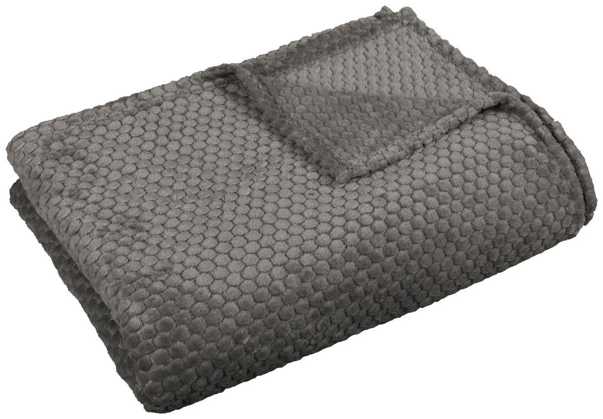 Wohndecke Flanell Flanelldecke Kreise anthrazit - anthrazit (140,00/200,00cm)
