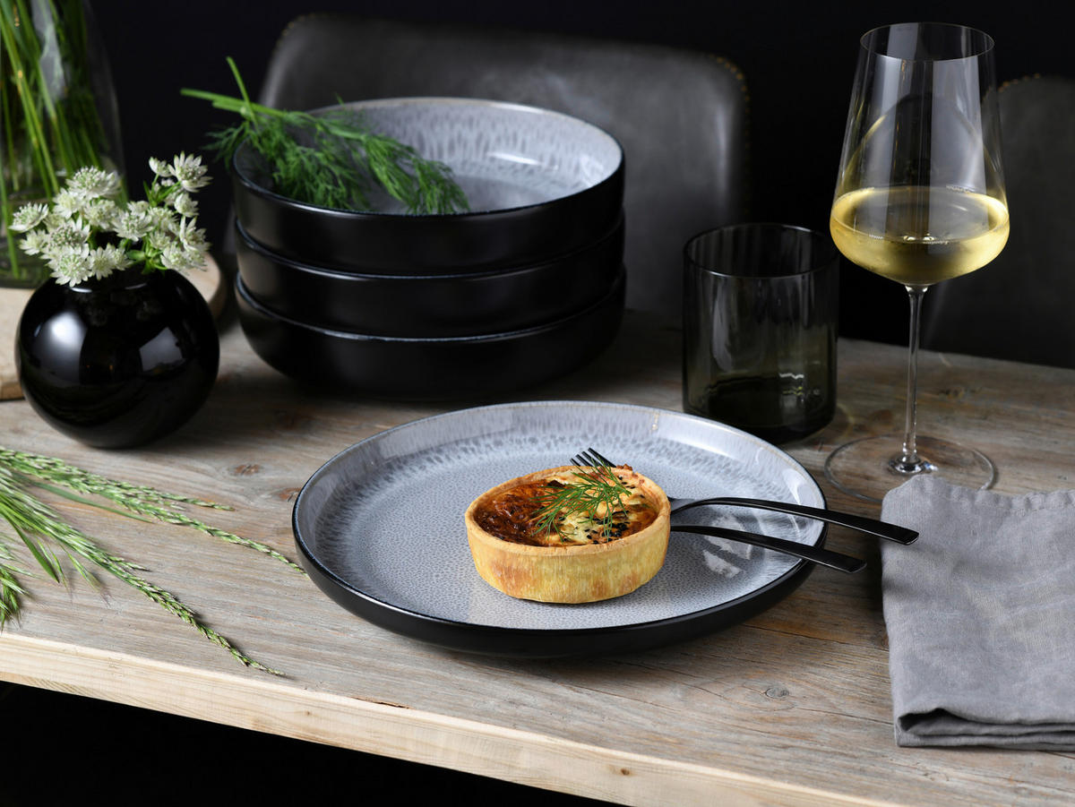 CreaTable Tafelservice Nordic Fjord grau Steinzeug 12 tlg. Nordic Fjord - grau - CreaTable