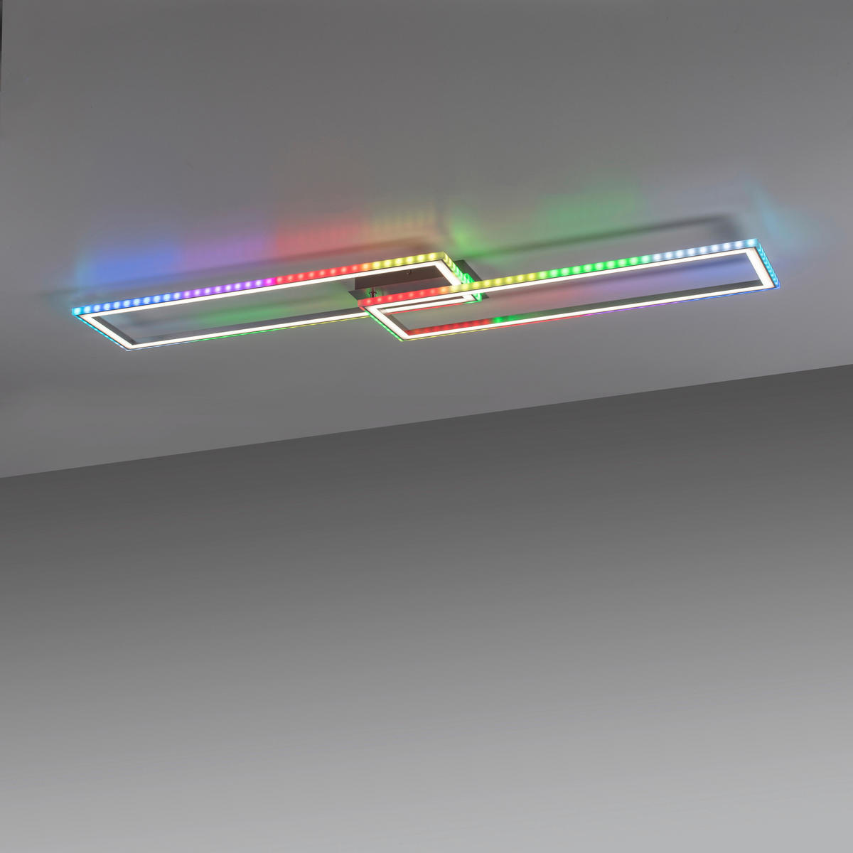 Just Light LED-Deckenleuchte FELIX60 14635-55 stahlfarbig weiß Kunststoff Stahl B/H/T: ca. 121x6,4x72 cm 2 Brennstellen FELIX60 - weiß/stahlfarbig (121,00/6,40/72,00cm) - Just Light