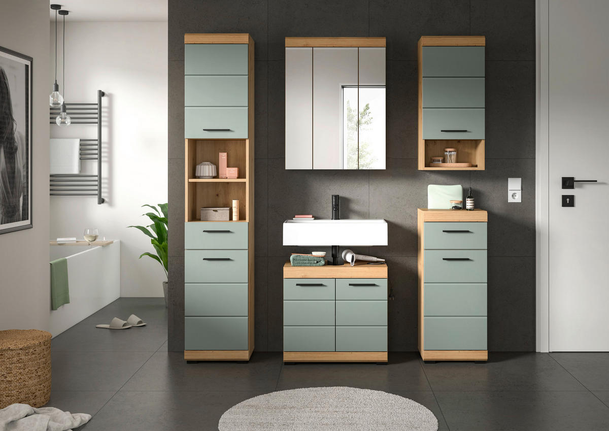Badezimmer-Set Scout Eiche Artisan Nachbildung salbei Nachbildung B/H/T: ca. 164x191x34 cm Scout - Eiche/salbei (164,00/191,00/34,00cm) - xonox.home
