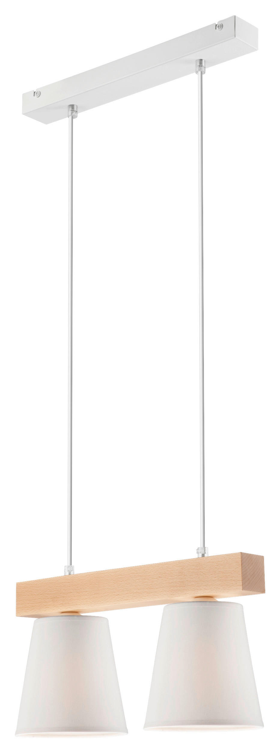 Lamkur Hängeleuchte weiß Stahl Holz B/H/L: ca. 35x20x38 cm E27 2 Brennstellen Augustino - weiß (38,00/35,00/20,00cm) - Lamkur