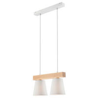 Lamkur Hängeleuchte weiß Stahl Holz B/H/L: ca. 35x20x38 cm E27 2 Brennstellen Augustino - weiß (38,00/35,00/20,00cm) - Lamkur