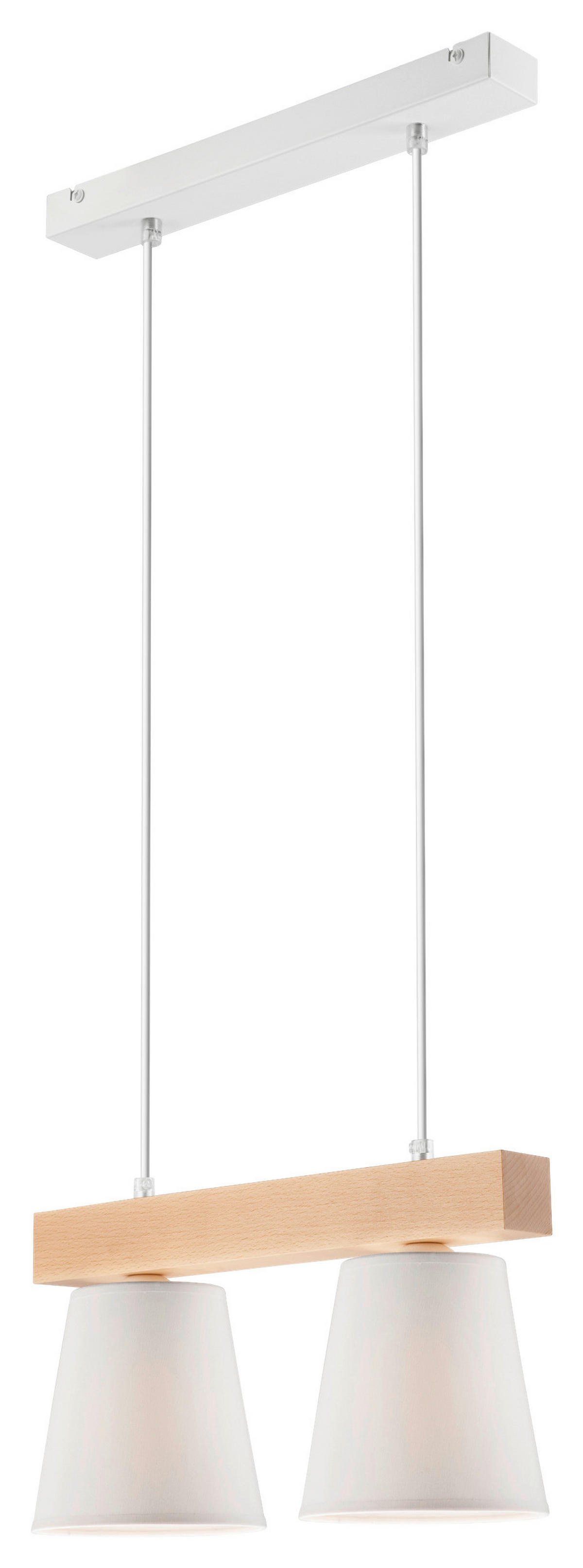 Lamkur Hängeleuchte weiß Stahl Holz B/H/L: ca. 35x20x38 cm E27 2 Brennstellen Augustino - weiß (38,00/35,00/20,00cm) - Lamkur