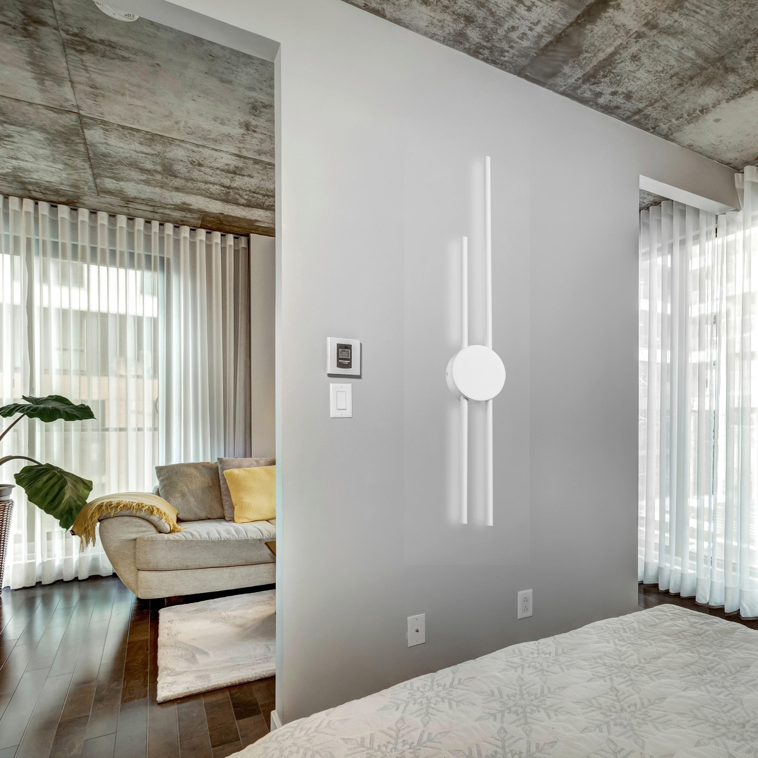 Lamkur LED-Wandleuchte weiß PVC Holz B/H/L: ca. 12x80x12 cm LANA - weiß (12,00/12,00/80,00cm) - Lamkur