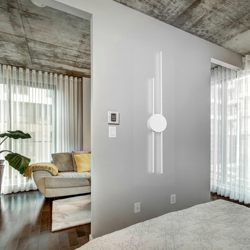 Thumbnail - Lamkur LED-Wandleuchte weiß PVC Holz B/H/L: ca. 12x80x12 cm