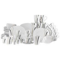 CreaTable Kombiservice Square City Line weiß Porzellan 62 tlg. Square City Line - sand/weiß - CreaTable
