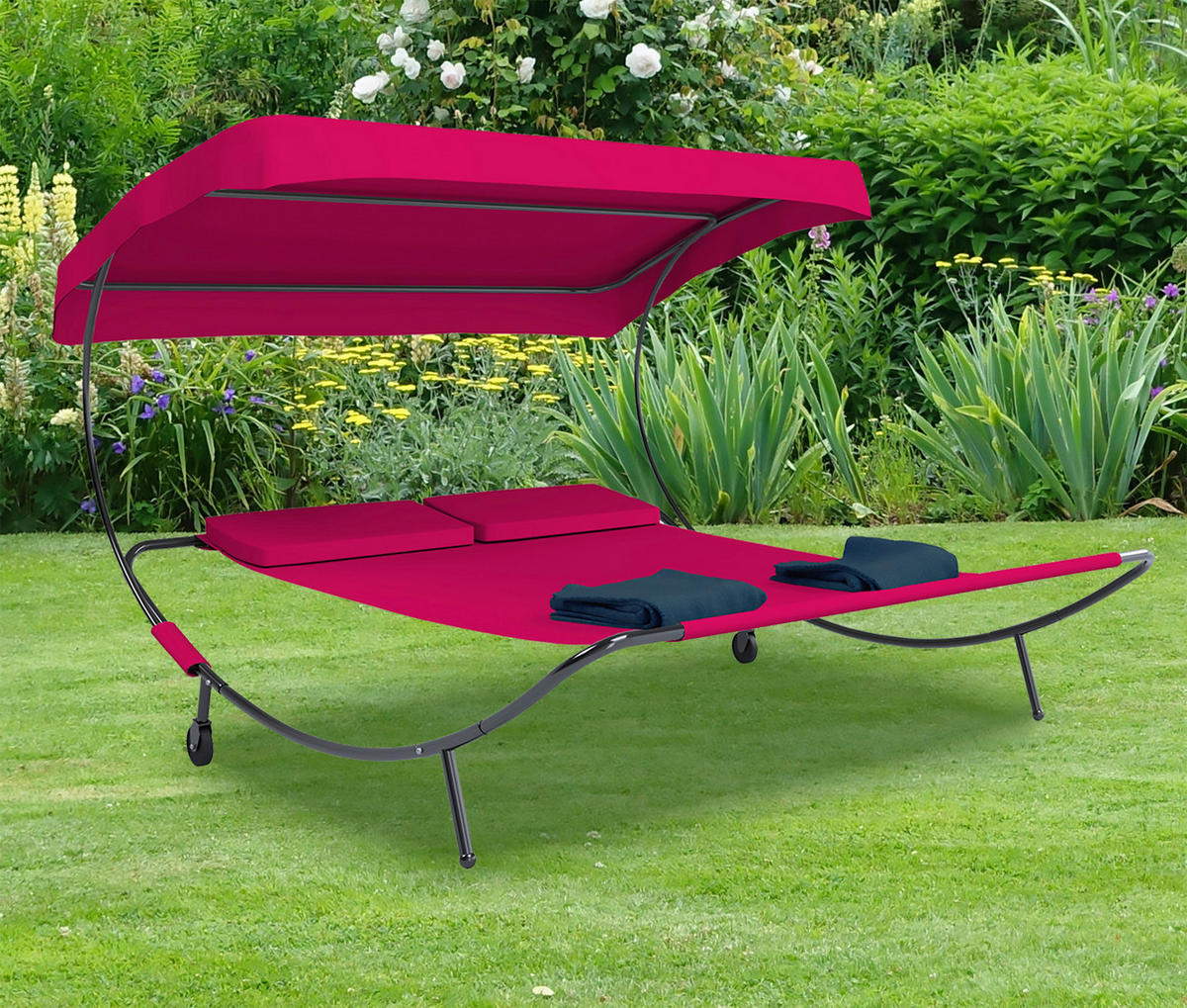 VCM Doppelliege Bindox rot Polyester-Mischgewebe B/H/T: ca. 130x137x200 cm Bindox - rot (130,00/137,00/200,00cm) - VCM